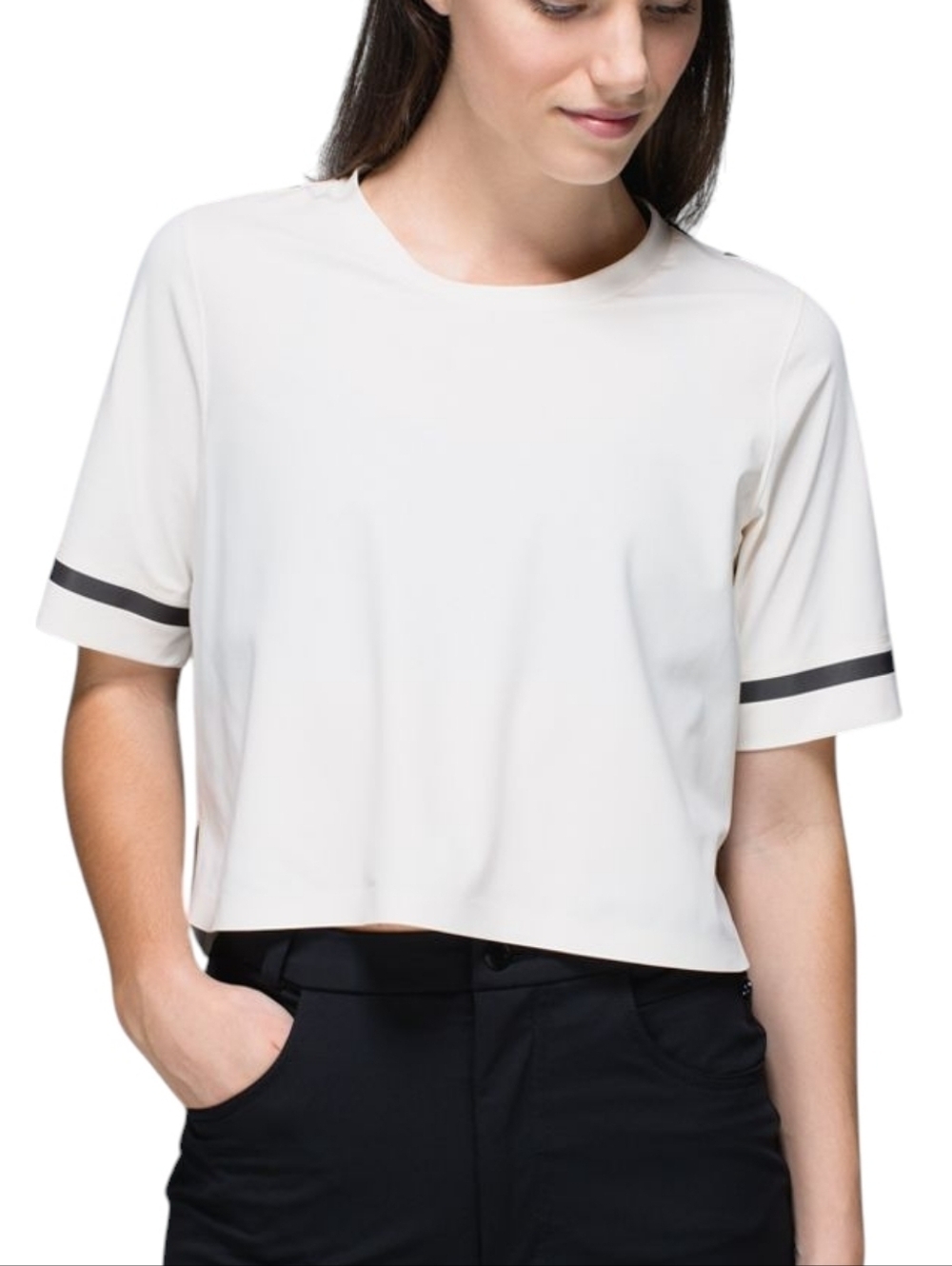 Lululemon Get It On Tee Women 8 White Reflective Stripes Athletic